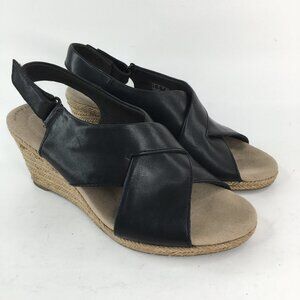 Clarks Collection Espadrilles Wedge Black Sandals Size 6.5M